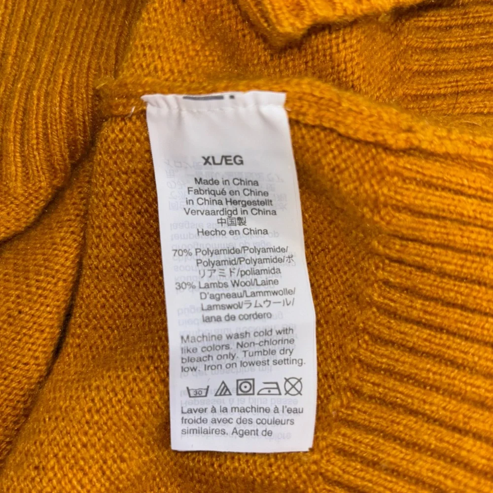 J. CREW Lamb's Wool Sweater Men's Long Sleeve Yellow Mustard Crew Large XL‎